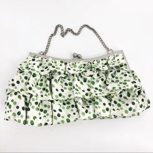 Green Polka Dot Clutch with Chain Strap